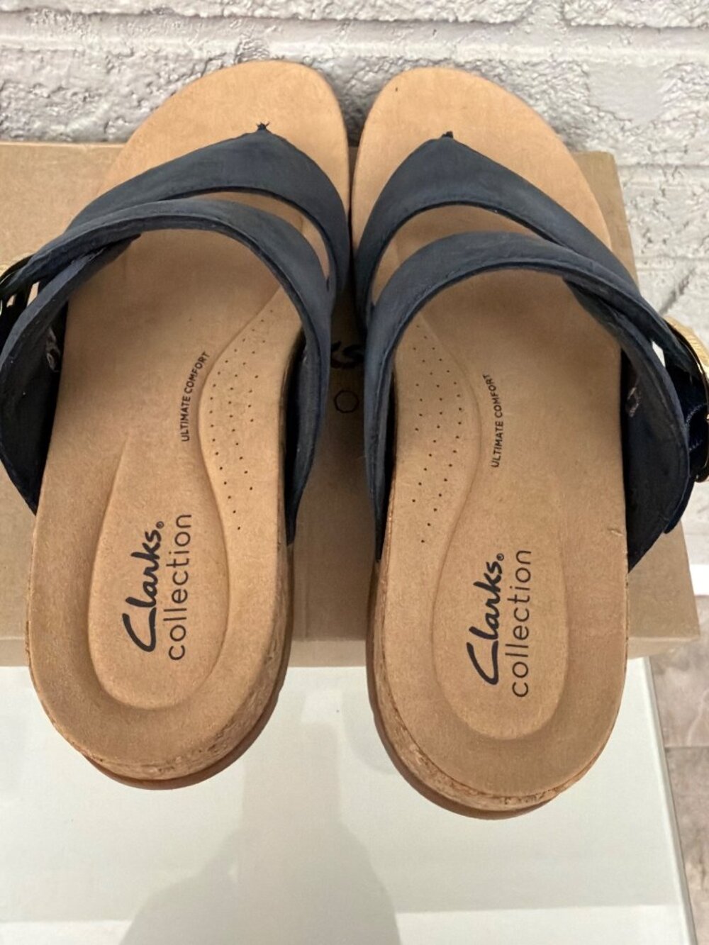Clarks Raleigh Park Navy Nubuck Leather Women's Sandals Size 8M - Picture 3 of 10